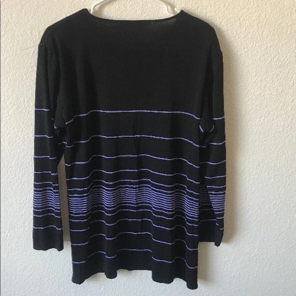 Exclusively Misook top Black w purple stripes L/XL - Picture 4 of 4